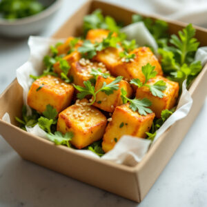 Smażone tofu z rukwią wodną i sezamem